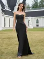 Refined Sheath Straight Appliques Lace Sweep Train Silk like Satin Corset Prom Dress