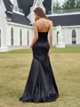 Refined Sheath Straight Appliques Lace Sweep Train Silk like Satin Corset Prom Dress