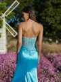 Charming Sheath Straight Appliques Lace Sweep Train Silk Like Satin Corset Prom Dress