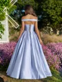 Noble A-line Off-the-Shoulder Floor-Length Satin Prom Dress