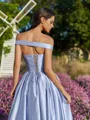 Noble A-line Off-the-Shoulder Floor-Length Satin Prom Dress