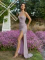 Gorgeous Sheath V-Neck Pleated Sweep Train Prom Dress