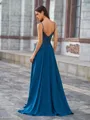 Stylish A-line V-Neck Appliques Lace Sweep Train Chiffon Corset Prom Dress