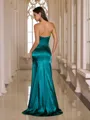 Tasteful Sheath Sweetheart Pleated Sweep Train Silk Like Satin Prom Dress