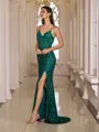 Resplendent Sheath V-Neck Appliques Lace Sweep Train Corset Prom Dress