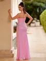 Glam Sheath Spaghetti Straps Pleated Floor-Length Sequins Corset Prom Dress