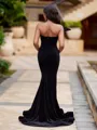 Hot Sheath Sweetheart Beading Sweep Train Velvet Prom Dress