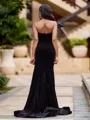 Hot Sheath Sweetheart Beading Sweep Train Velvet Prom Dress