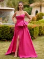 Enchanting Sheath Straight Bow Floor-Length Taffeta Prom Dress