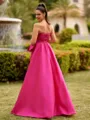 Enchanting Sheath Straight Bow Floor-Length Taffeta Prom Dress