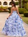 Show-stopping A-line Sweetheart Cascading Ruffles Sweep Train Corset Prom Dress