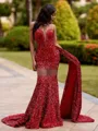 Mesmerizing Sheath Sweetheart Beading Court Train Prom Dress
