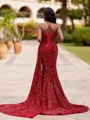 Mesmerizing Sheath Sweetheart Beading Court Train Prom Dress