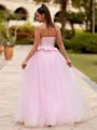 Captivating A-line Straight Rhinestone Floor-Length Tulle Corset Prom Dress