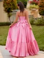 Magnificent A-line Straight Bow Floor-Length Taffeta Corset Prom Dress