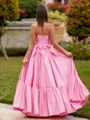 Magnificent A-line Straight Bow Floor-Length Taffeta Corset Prom Dress
