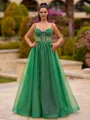 Stunning A-line Spaghetti Straps Floor-Length Corset Prom Dress