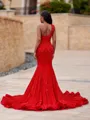 Breathtaking Mermaid One-Shoulder Court Train Velvet Sequins Prom Dress