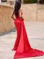 Luxurious Sheath Sweetheart Pleated Floor-Length Silk Like Satin Prom Dress