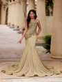 Mesmerizing Mermaid Scoop Beading Sweep Train Jersey Prom Dress