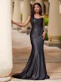 Striking Sheath Straight Appliques Lace Sweep Train Corset Prom Dress
