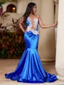 Magnificent Mermaid Scoop Appliques Lace Floor-Length Prom Dress