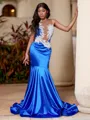 Magnificent Mermaid Scoop Appliques Lace Floor-Length Prom Dress