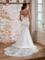 Sheath/Column Chic V-neck Stretch Crepe Cathedral Train Wedding Dress With Appliques Lace