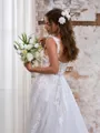 Exquisite A-line Off-the-Shoulder Tulle Cathedral Train Corset Wedding Dress With Slit