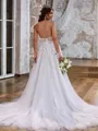 A-line Delicate Sweetheart Tulle Cathedral Train Corset Wedding Dress With Slit