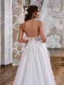 A-line Delicate Sweetheart Tulle Cathedral Train Corset Wedding Dress With Slit