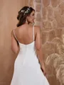 Sheath/Column Charming Spaghetti Straps Stretch Crepe Court Train Wedding Dress With Slit