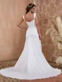 Hot Sheath/Column Off-the-Shoulder Charmeuse Court Train Wedding Dress With Slit