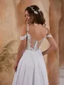 A-line Trendy Cold Shoulder Chiffon Sweep Train Wedding Dress With Slit