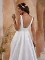Dreamy A-line Square Satin Court Train Wedding Dress With Pockets