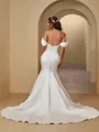 Elegant Trumpet/Mermaid Off-the-Shoulder Satin Chapel Train Convertible Wedding Dress With Pleated