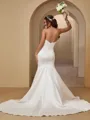 Elegant Trumpet/Mermaid Off-the-Shoulder Satin Chapel Train Convertible Wedding Dress With Pleated