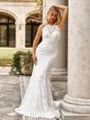 Elegant Sheath Scoop Sweep Train Lace Wedding Dress