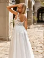 Chic A-line Scoop Appliques Lace Sweep Train Tulle Wedding Dress