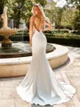 Dreamy Sheath Scoop Sweep Train Stretch Crepe Wedding Dress