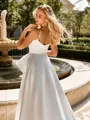 Trendy A-line Spaghetti Straps Chapel Train Satin Wedding Dress