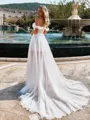 Unique A-line Off-the-Shoulder Court Train Corset Wedding Dress