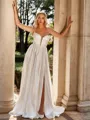 Classy A-line Straight Pleated Court Train Silk like Satin Corset Wedding Dress
