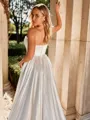 Classy A-line Straight Pleated Court Train Silk like Satin Corset Wedding Dress