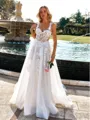 Timeless A-line Sweetheart Appliques Lace Chapel Train Tulle Corset Wedding Dress