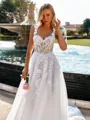 Timeless A-line Sweetheart Appliques Lace Chapel Train Tulle Corset Wedding Dress