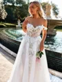 Timeless A-line Sweetheart Appliques Lace Chapel Train Tulle Corset Wedding Dress