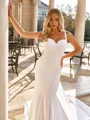 Chic Sheath Straps Chapel Train Stretch Crepe Wedding Dress