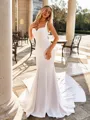 Chic Sheath Straps Chapel Train Stretch Crepe Wedding Dress