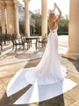 Chic Sheath Straps Chapel Train Stretch Crepe Wedding Dress